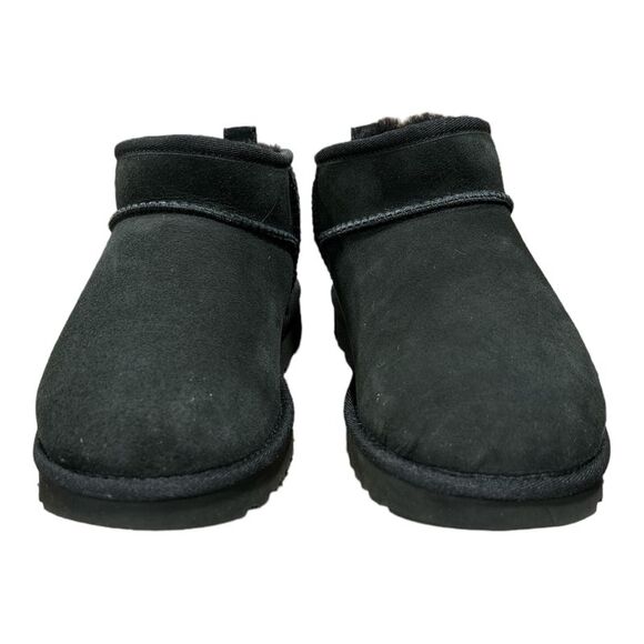 UGG Women's Classic Ultra Mini 3.5" Shaft Suede & Sheepskin Lined Boot - Black - Picture 2 of 6